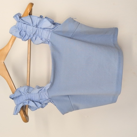 ELLI WHITE BLUE CROP TOP SIZE SMALL - Picture 2 of 5